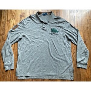 Polo Ralph Lauren Polo Shirt Mens 2XL Gray Long Sleeve Big Pony Stampede Y2K